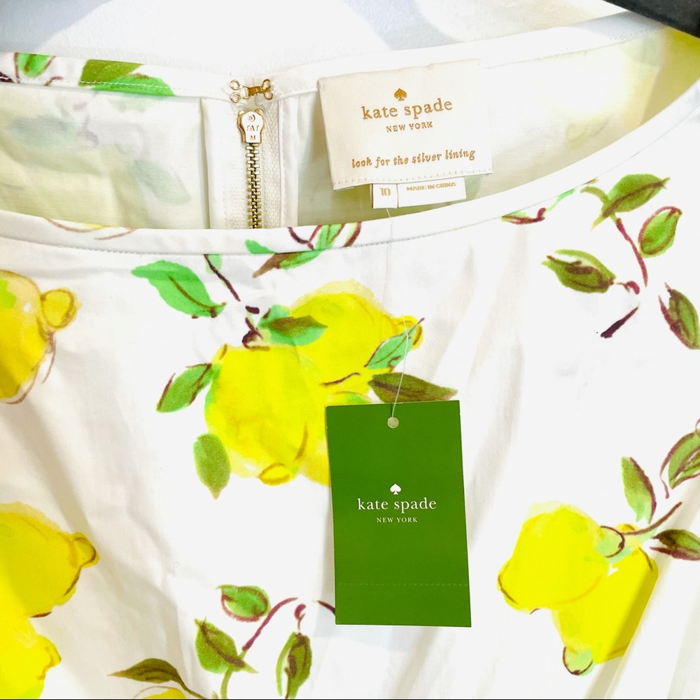 🍋 New NWT kate spade lemon lyric dress white 10 - Picture 4 of 8